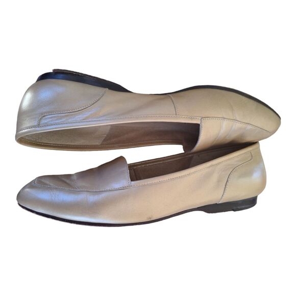 Enzo Angioloni Leather Flats Loafers 8M Pearlized Beige Champagne Neutral - Picture 12 of 14